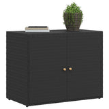 Garden Storage Cabinet Black 100x55.5x80 cm Poly Rattan - Top-Down View