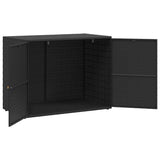 Garden Storage Cabinet Black 100x55.5x80 cm Poly Rattan - 45-Degree Angle