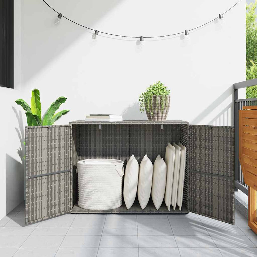 Garden Storage Cabinet Grey 100x55.5x80 cm Poly Rattan
