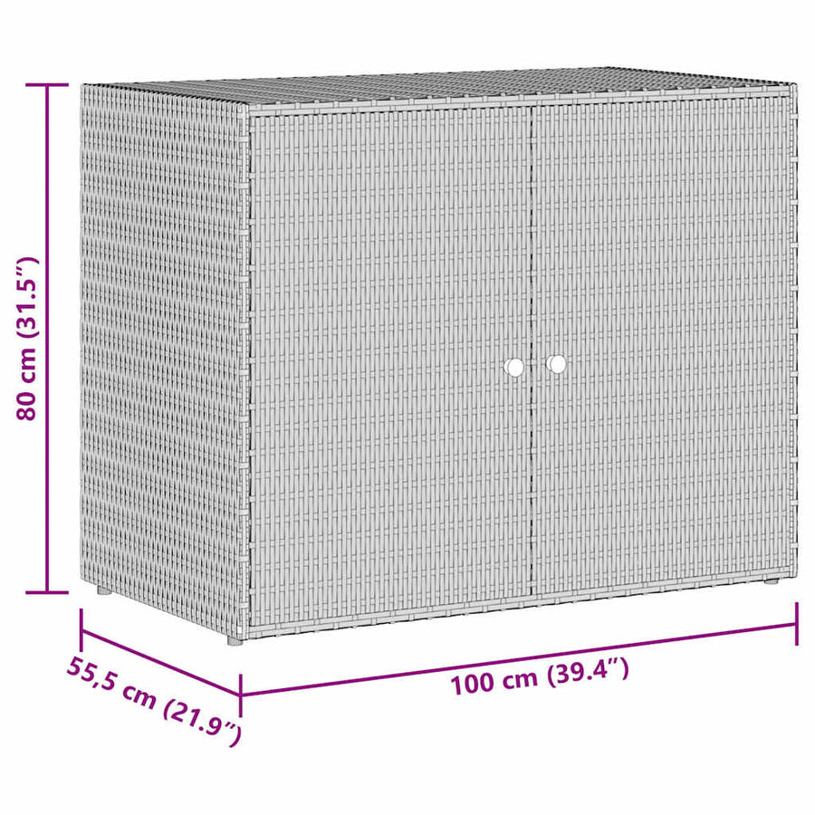 Garden Storage Cabinet Grey 100x55.5x80 cm Poly Rattan
