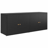 Garden Storage Cabinet Black 198x55.5x80 cm Poly Rattan - Front View