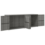 Garden Storage Cabinet Grey 198x55.5x80 cm Poly Rattan - Side View