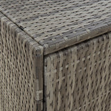 Garden Storage Cabinet Grey 198x55.5x80 cm Poly Rattan - Close-Up Angle