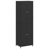 Garden Storage Cabinet Black 59x40x180 cm Poly Rattan - Front View