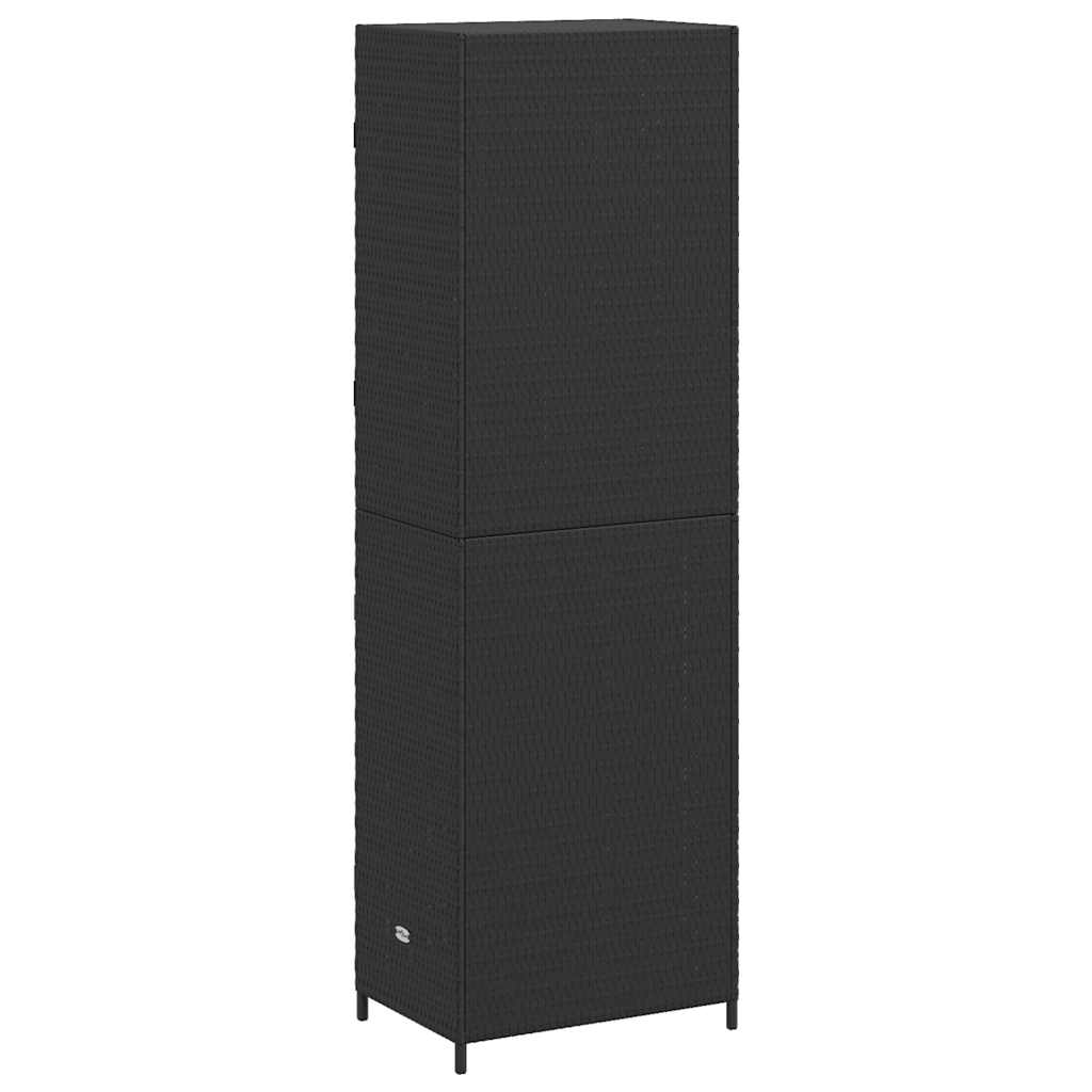 Garden Storage Cabinet Black 59x40x180 cm Poly Rattan