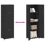 Garden Storage Cabinet Black 59x40x180 cm Poly Rattan - Extra Image