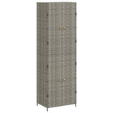 Garden Storage Cabinet Grey 59x40x180 cm Poly Rattan - Front View