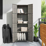 Garden Storage Cabinet Grey 59x40x180 cm Poly Rattan