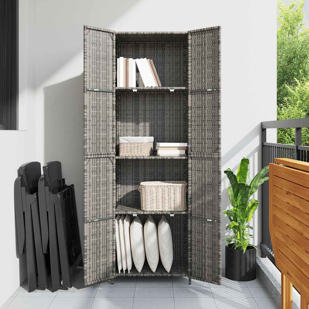 Garden Storage Cabinet Grey 59x40x180 cm Poly Rattan