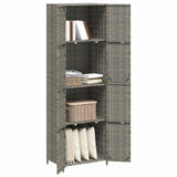 Garden Storage Cabinet Grey 59x40x180 cm Poly Rattan - Top-Down View