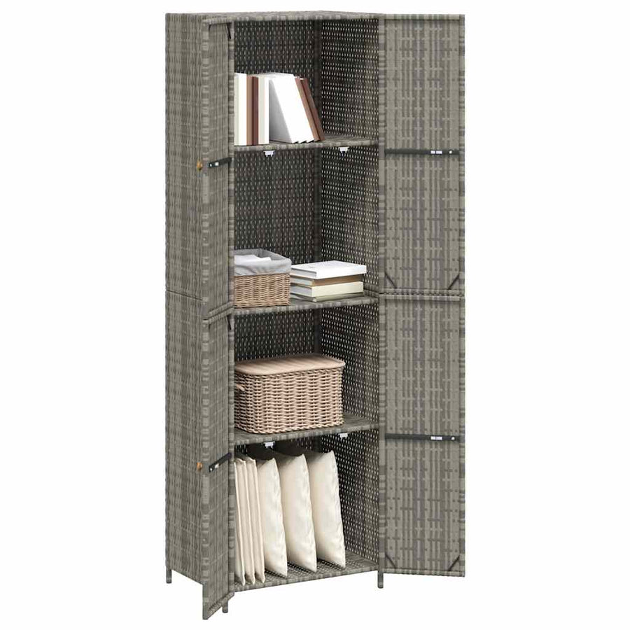 Garden Storage Cabinet Grey 59x40x180 cm Poly Rattan