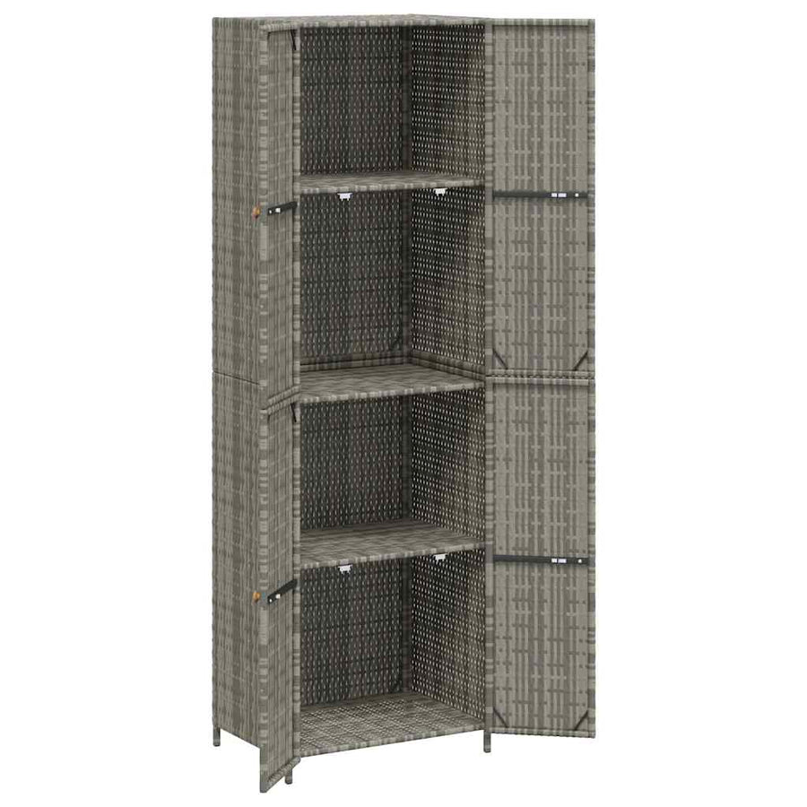 Garden Storage Cabinet Grey 59x40x180 cm Poly Rattan