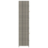 Garden Storage Cabinet Grey 59x40x180 cm Poly Rattan - Close-Up Angle