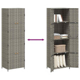 Garden Storage Cabinet Grey 59x40x180 cm Poly Rattan - Extra Image