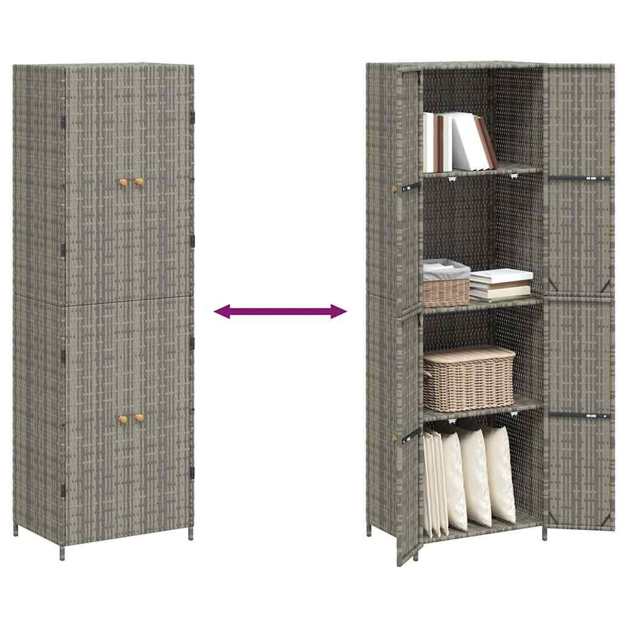 Garden Storage Cabinet Grey 59x40x180 cm Poly Rattan