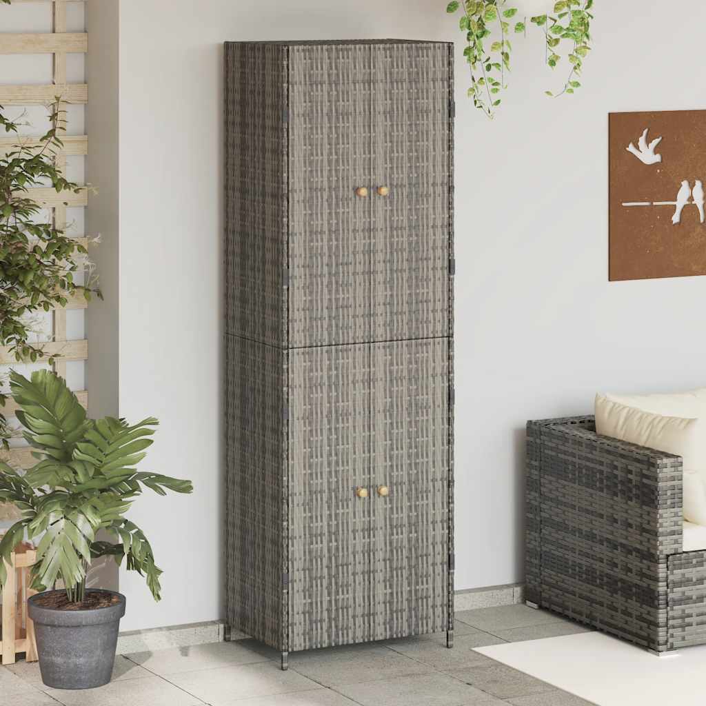 Garden Storage Cabinet Grey 59x40x180 cm Poly Rattan