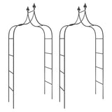 Garden Arches 2 pcs Black 120x38x260 cm Steel - Front View