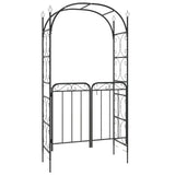 Garden Arch with Gate Black 108x45x235 cm Steel - Front View