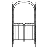 Garden Arch with Gate Black 108x45x235 cm Steel - Side View