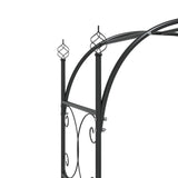 Garden Arch with Gate Black 108x45x235 cm Steel - Rear View