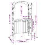 Garden Arch with Gate Black 108x45x235 cm Steel - Extra Image