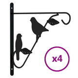 Hanging Basket Brackets 4 pcs Black Steel - Front View
