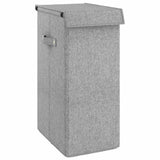 Foldable Laundry Hamper Grey 26x34.5x59.5 cm Faux Linen Fabric - Front View