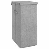 Foldable Laundry Hamper Grey 26x34.5x59.5 cm Faux Linen Fabric - 45-Degree Angle