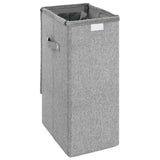 Foldable Laundry Hamper Grey 26x34.5x59.5 cm Faux Linen Fabric - Rear View