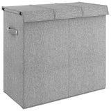 Foldable Laundry Hamper Grey 64.5x34.5x59 cm Faux Linen Fabric - Front View