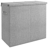 Foldable Laundry Hamper Grey 64.5x34.5x59 cm Faux Linen Fabric - 45-Degree Angle