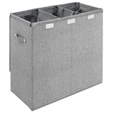 Foldable Laundry Hamper Grey 64.5x34.5x59 cm Faux Linen Fabric - Rear View