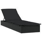 Sunbeds 2 pcs with Table Black Poly Rattan