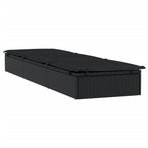 Sunbeds 2 pcs with Table Black Poly Rattan