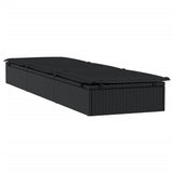 Sunbeds 2 pcs with Table Black Poly Rattan - 45-Degree Angle