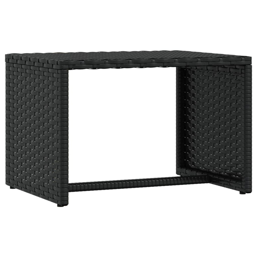 Sunbeds 2 pcs with Table Black Poly Rattan