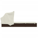 Sunbed with Foldable Roof Brown 213x63x97 cm Poly Rattan