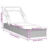 Sunbed with Foldable Roof Brown 213x63x97 cm Poly Rattan - Extra Image