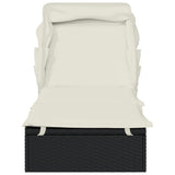 Sunbed with Foldable Roof Black 213x63x97 cm Poly Rattan - 45-Degree Angle
