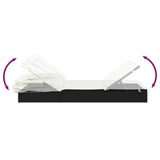 Sunbed with Foldable Roof Black 213x63x97 cm Poly Rattan