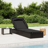 Sunbed with Foldable Roof Black 213x63x97 cm Poly Rattan