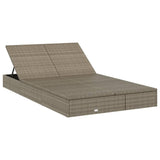 2-Person Sunbed with Cushions Grey Poly Rattan - Side View
