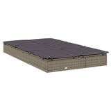 2-Person Sunbed with Cushions Grey Poly Rattan - Rear View