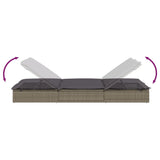 2-Person Sunbed with Cushions Grey Poly Rattan - Extra Image