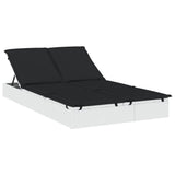 2-Person Sunbed with Cushions White Poly Rattan - Front View