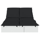 2-Person Sunbed with Cushions White Poly Rattan - Top-Down View