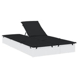 2-Person Sunbed with Cushions White Poly Rattan - Close-Up Angle