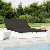 2-Person Sunbed with Cushions White Poly Rattan