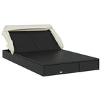 2-Person Sunbed with Foldable Roof Black 213x118x97 cm