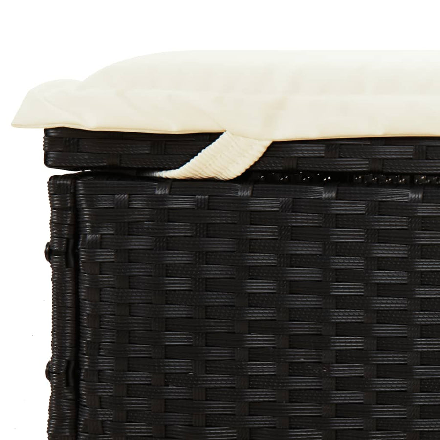 2-Person Sunbed with Foldable Roof Black 213x118x97 cm